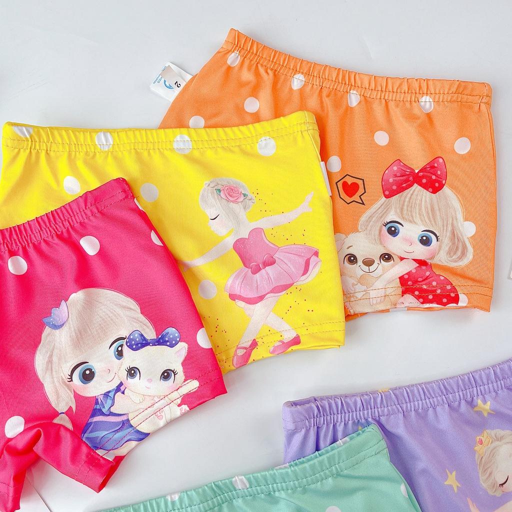 Set 5 quần chip đùi cho bé vải cotton thun lạnh hình em bé nhiều màu sắc cho bé gái 2-12tuổi