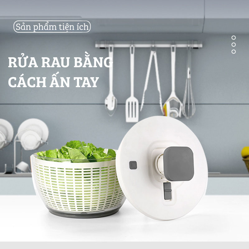 Dụng Cụ Rửa Rau Quả Tiện Lợi, Dụng Cụ Quay Rau Quả DAMAS D985 - Dung tích 6 lít - Hàng Chính Hãng