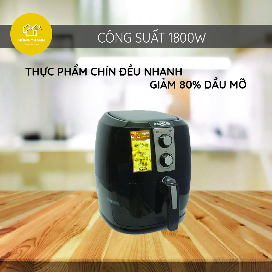 [HÀNG CHÍNH HÃNG] Nồi Chiên Không Dầu Chuẩn Korichi KRC-6155 Dung Tích 5.5 lít , Công Suất 1800W