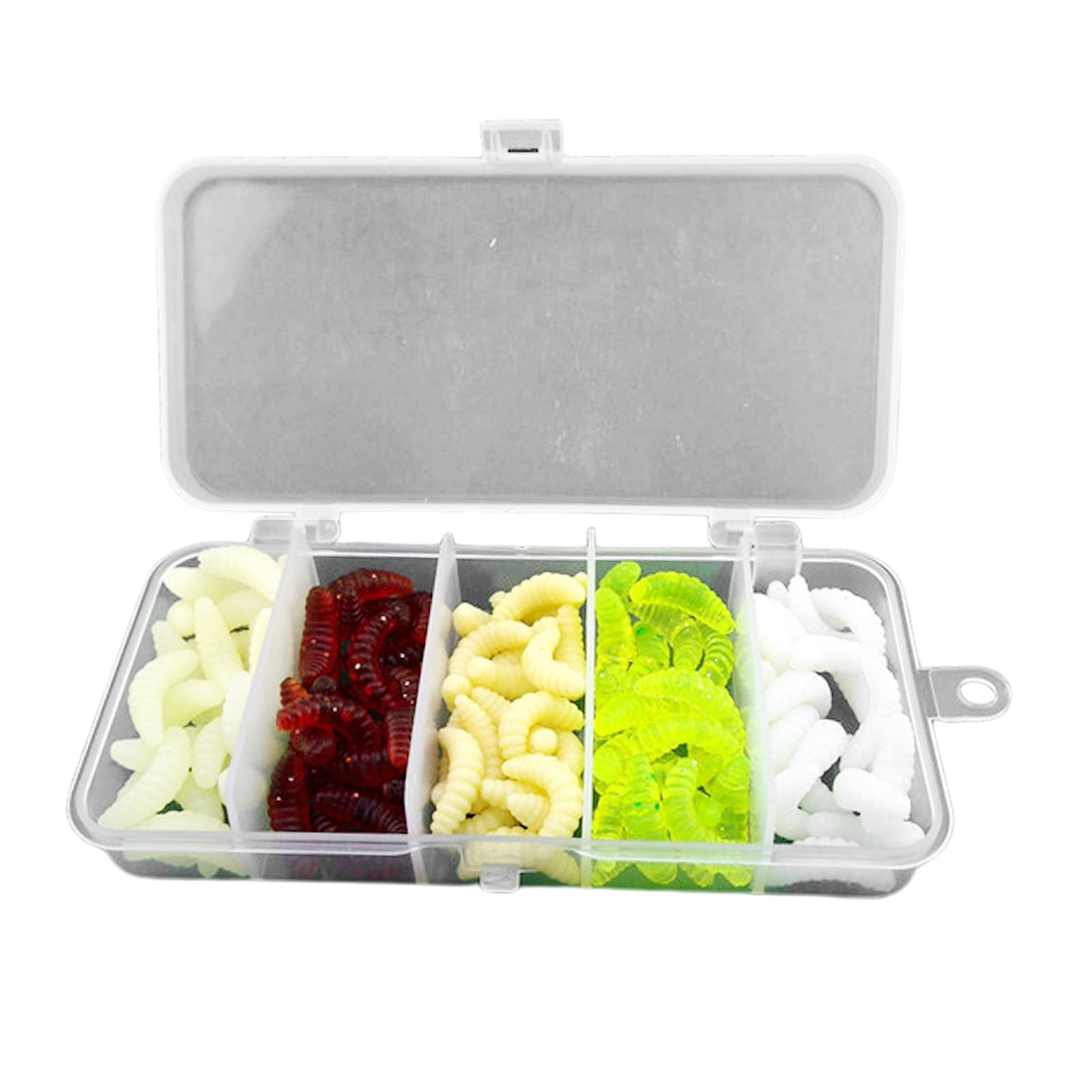 100pcs Worms Bait Soft Fishing Lure Maggots Bass Crankbait Tackle Wobbler