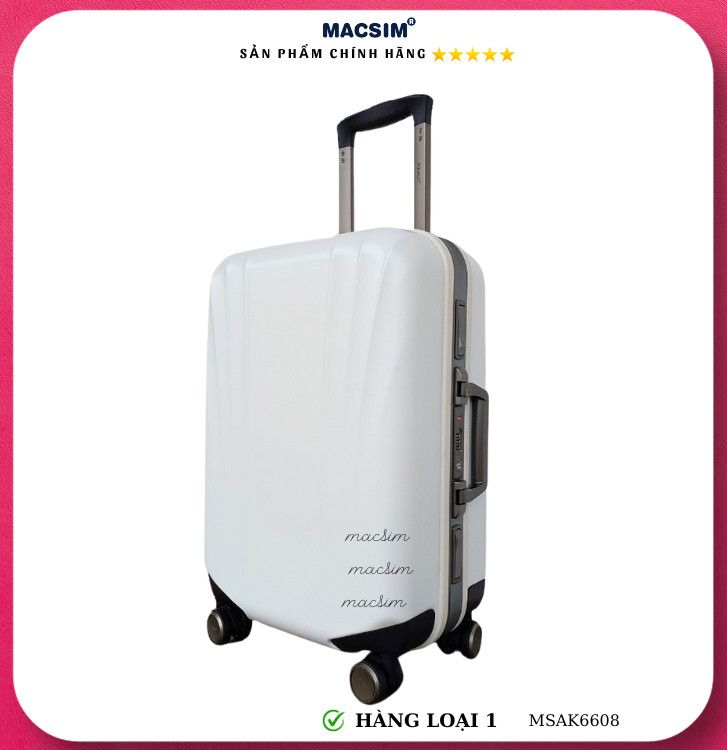 Vali cao cấp Macsim Aksen hàng loại 1 MSAK6608 cỡ 28 inch màu trắng