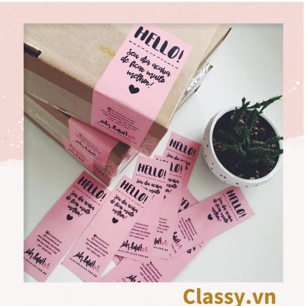 50 Nhãn dán hộp sticker 3*9cm giấy C bóng họa tiết vintage dùng để trang trí, niêm phong Q1704