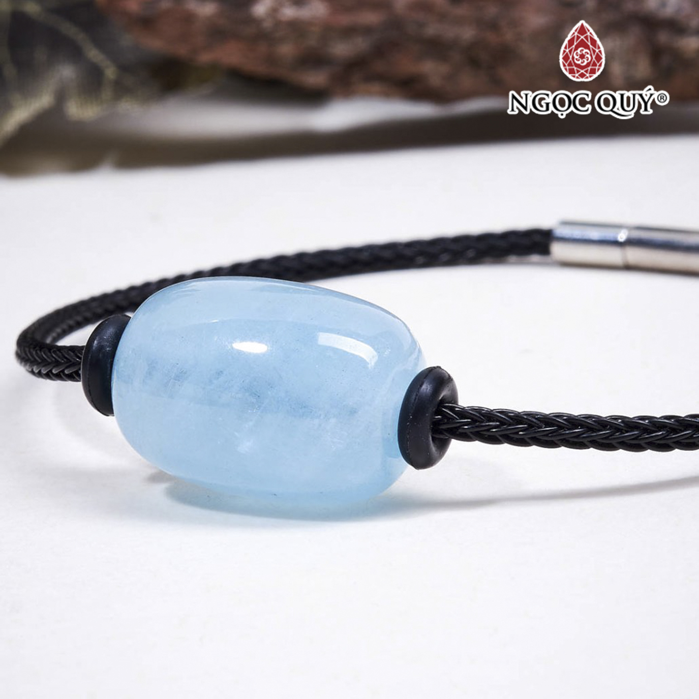 Vòng tay lu thống đá aquamarine mệnh thủy, mộc - Ngọc Quý Gemstones