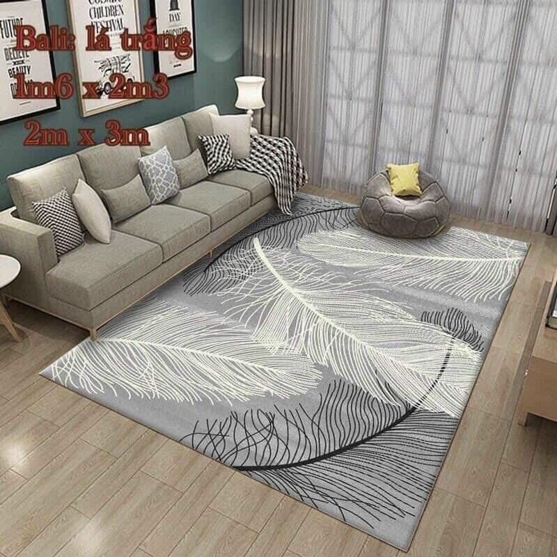 Thảm trải sàn Bali 5D mẫu đuôi công 1m6x2m3 và 2mx3m