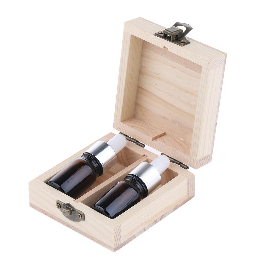 2 Slots 15ML Wooden Box Storage Case Essential Oil Display Holder Organizer