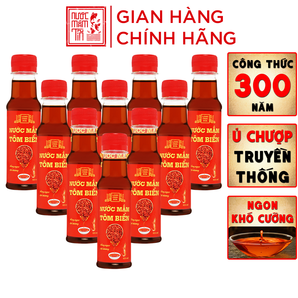 Đặc Sản Phan Thiết - [Lốc 10 Chai] Nước Mắm Tôm Biển Làng Chài Xưa Hồng Ngọc Đại Dương 125Ml/Chai 300 Năm Truyền Thống