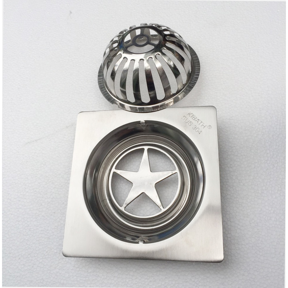 Cầu Chắn Rác Có Đế Inox 304 Kibath - 15X15 Cm - Ống 90