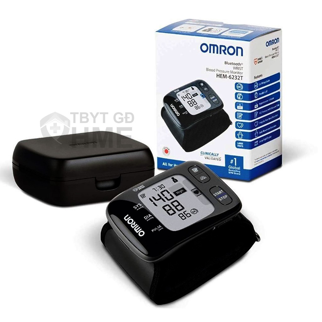 Máy đo huyết áp cổ tay Omron HEM-6232T thiết kế siêu nhỏ, kết nối bluetooth, trang bị các tính năng cao cấp nhất