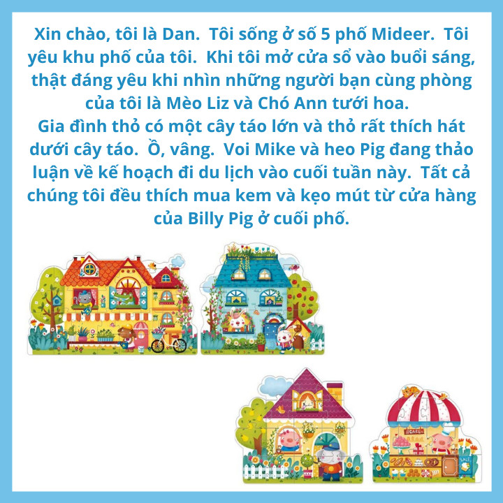 Mideer Ghép Hình 4 In 1 Puzzle - Chủ Đề Thị Trấn Cổ Tích - Fairy Town - MD3017