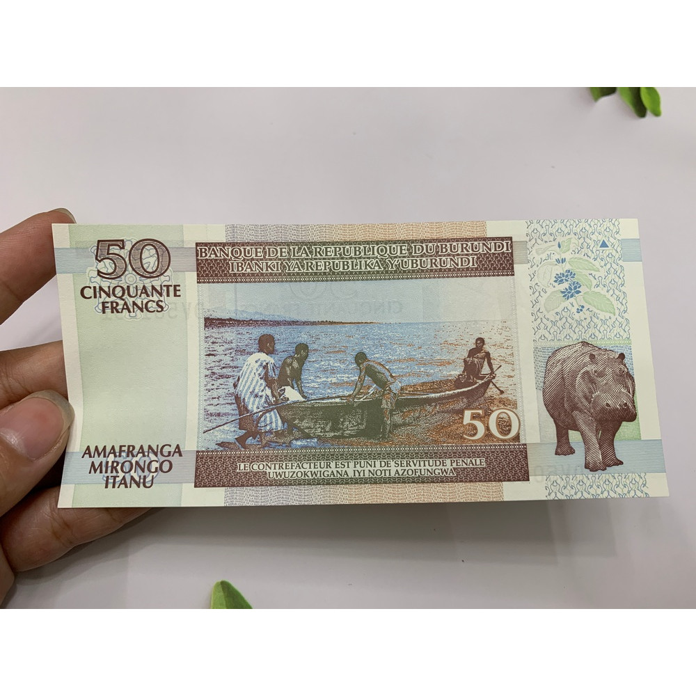 Tiền cổ Burundi 50 Francs - quốc gia nghèo nhất châu Phi - tặng phơi nylon bảo quản tiền