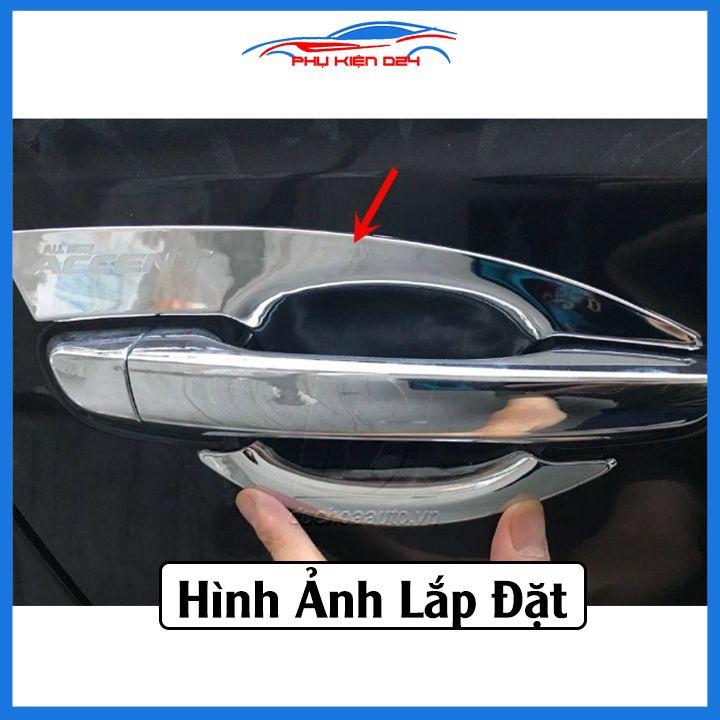 Ốp tay nắm hõm cửa chống trầy Accent 2018-2019-2020-2021 vân carbon/mạ crom bảo vệ cửa xe ô tô