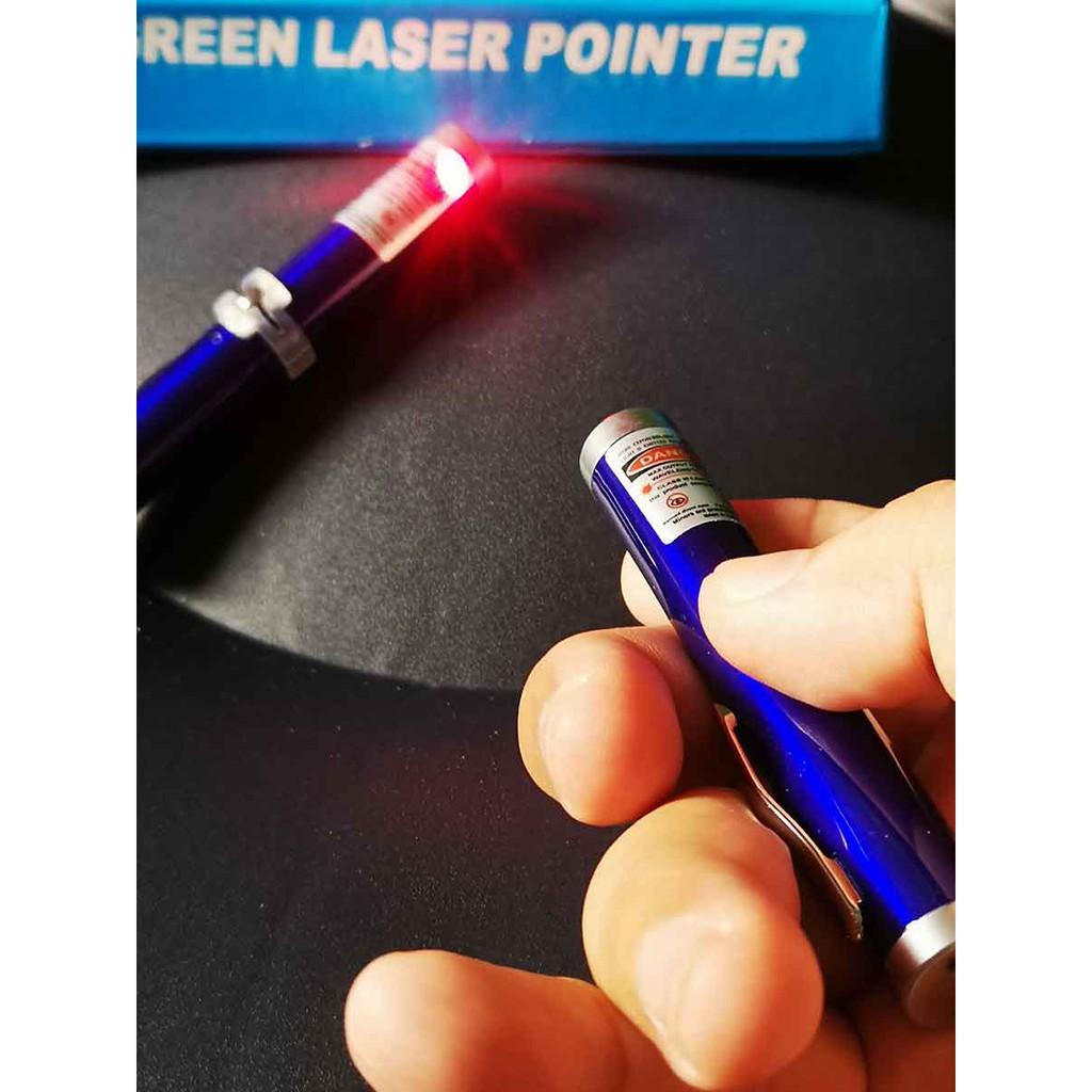 Bút Laser Mini Tia Đỏ 9cm Vỏ Xanh Dương Sạc USB Cao Cấp