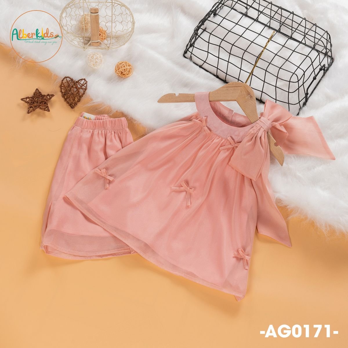 Bộ ba lỗ bé gái điệu đà 1-8 tuổi đính nơ vải tơ cao cấp nhẹ thoáng mát kiểu dáng thời trang