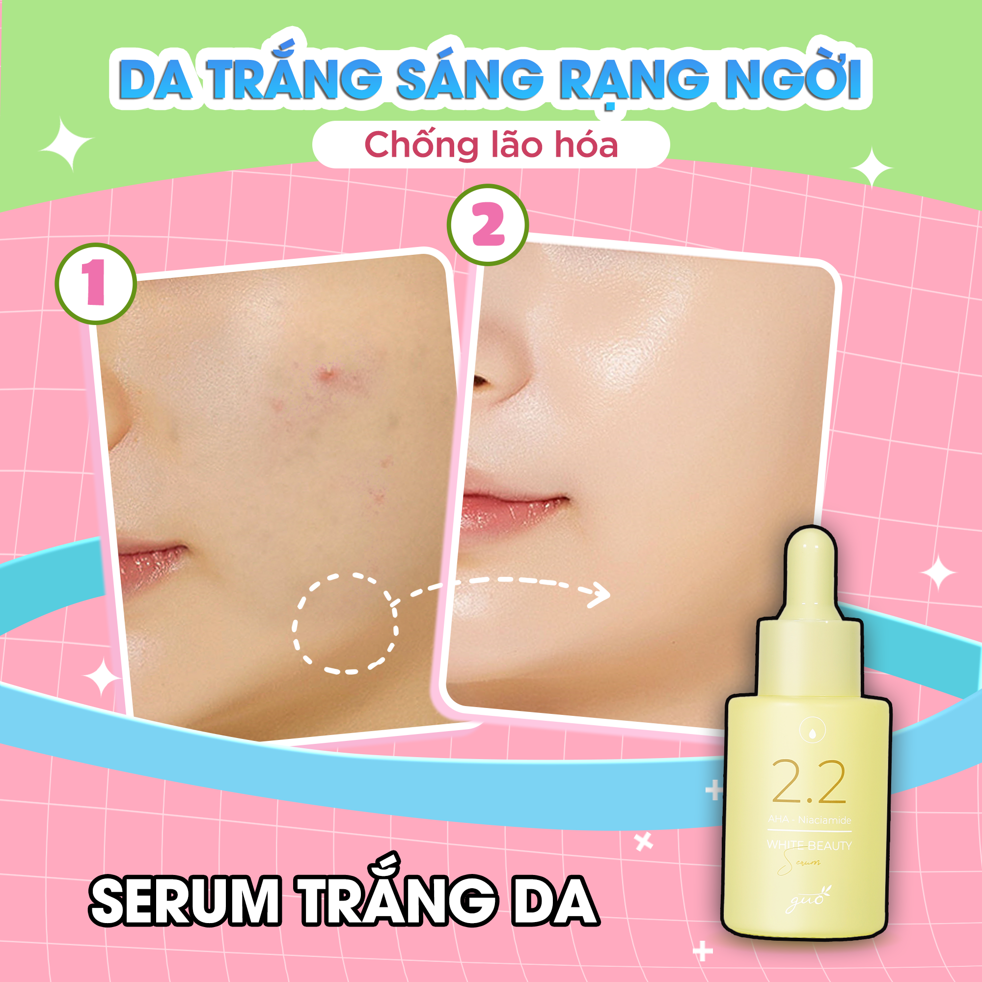 Serum Trắng Sáng Mờ Thâm Ngừa Mụn GUO - White Beauty Serum GUO 30ml