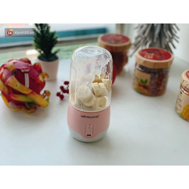 Máy xay sinh tố cầm tay mini sạc pin 300ml Honguo, máy xay bỏ túi mang đi làm đi du lịch cực tiện lợi