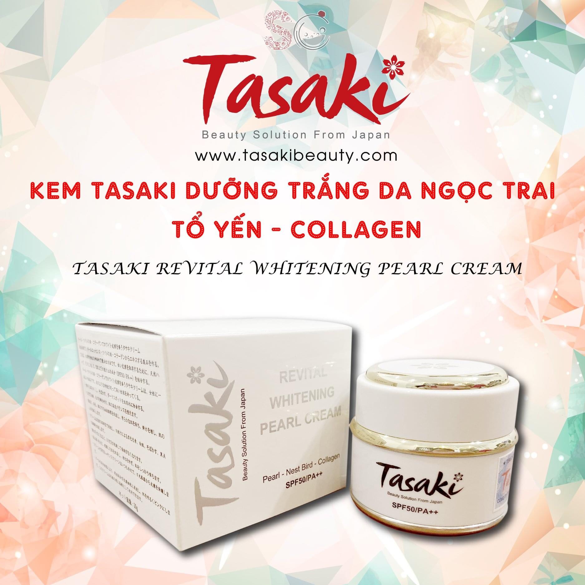 KEM TASAKI NGỌC TRAI - COLLAGEN - YẾN ( Hũ Tròn ) - REVITAL WHITENING PEARL CREAM 20G