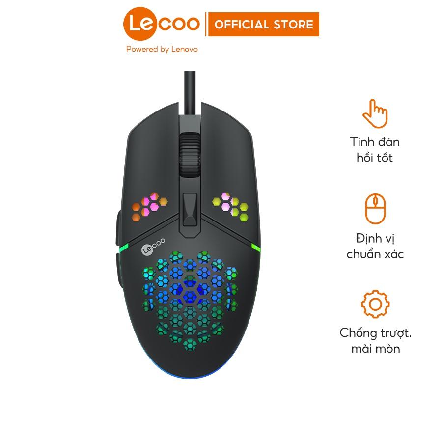 Chuột game có dây Lecoo MS105 tích hợp Led RGB, siêu nhẹ - BH 24 tháng, Hàng nhập khẩu