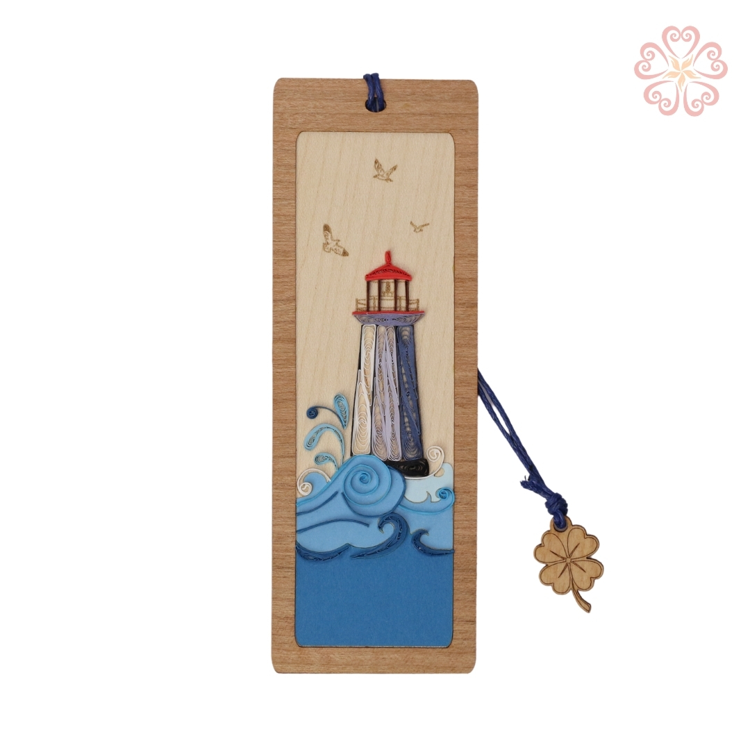 Bookmark giấy xoắn - ngọn hải đăng - size 13.5 x 5.3 cm