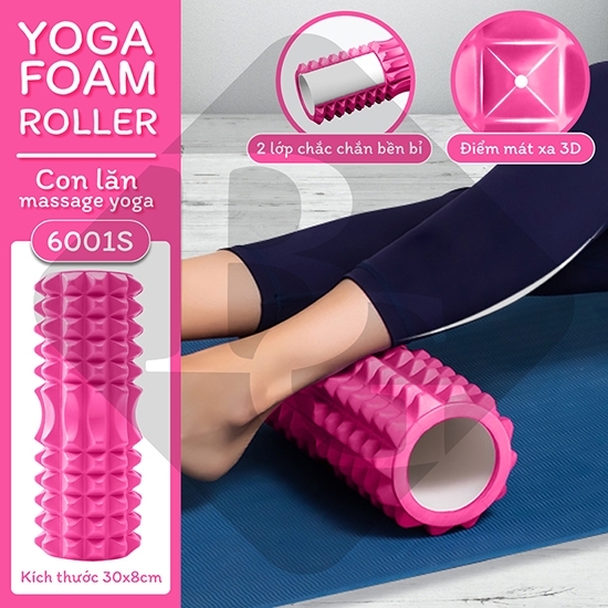 Combo Thảm Tập Yoga 6mm,Con Lăn Massage Ống Lăn Dãn Cơ Foam Roller BLUE- Bóng tập yoga size 65cm Tập Gym, Yoga, Thể Hình