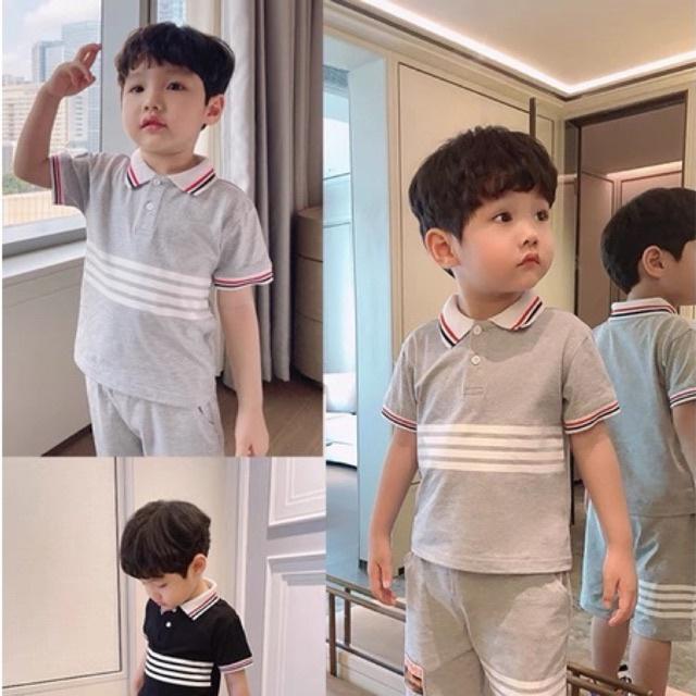 Bộ quần áo cho bé trai bộ cotton bé trai (8-20kg) Củ khoai tây shop chất mềm mịn cổ bẻ phong cách Hàn Quốc