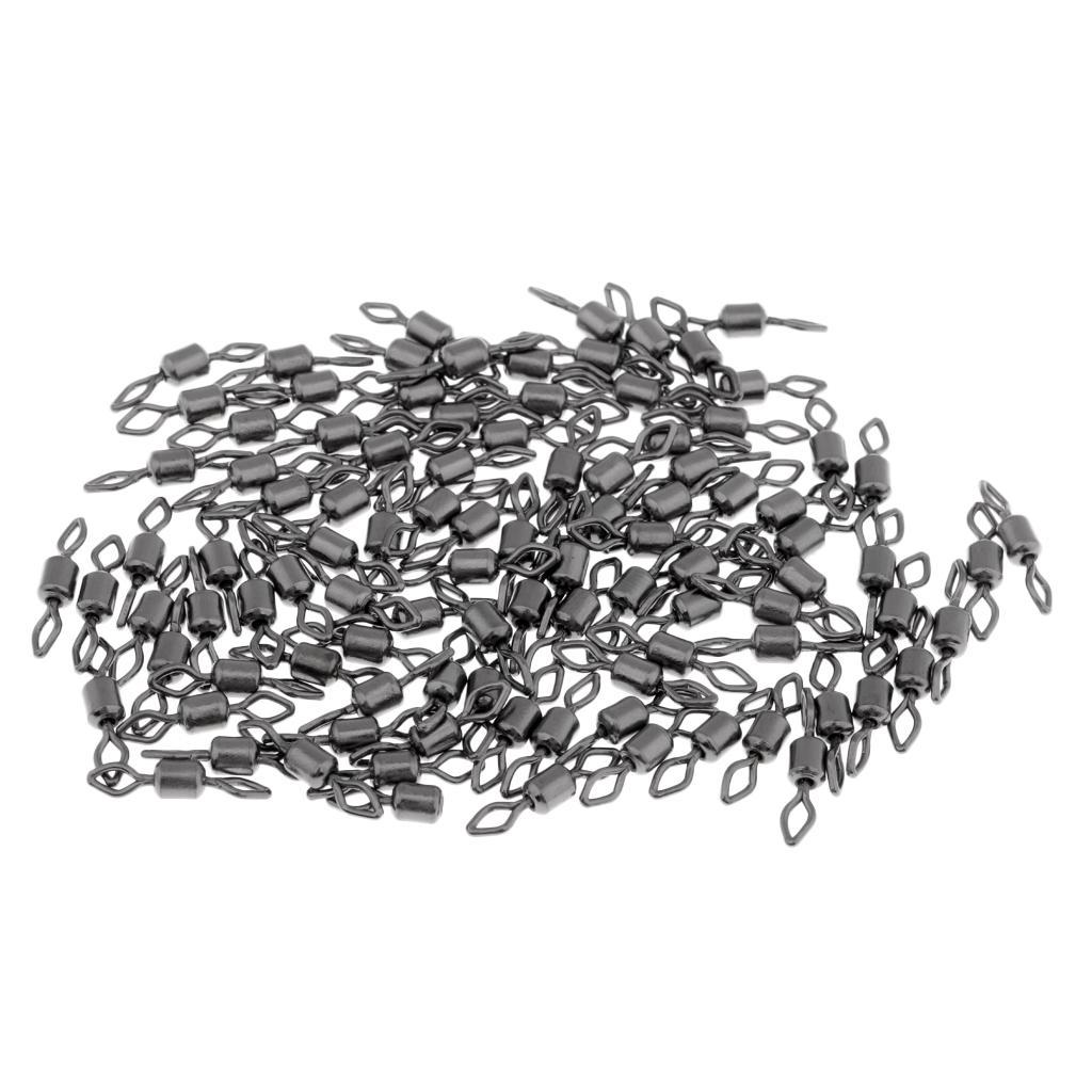 100pcs Fishing Barrel Bearing Rolling Swivel Solid Ring Connector Tackle Flexible rotation with high tensile strength