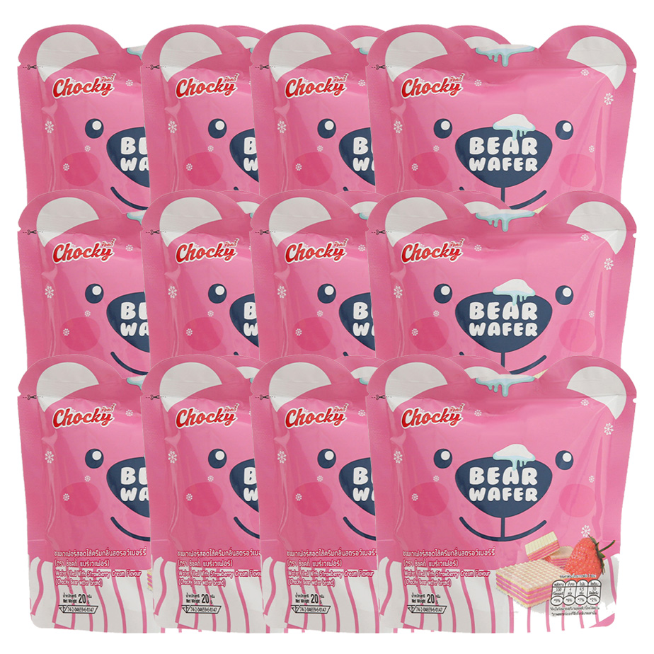 Combo 12 gói Bánh Xốp Hương Dâu Chocky Bear 20g