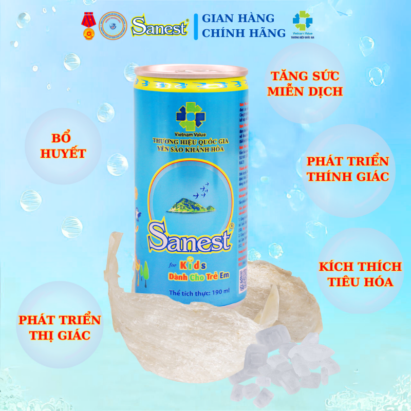 NEW  Nước Yến sào Khánh Hòa Sanest Dành cho trẻ em 7.5% - Khay 30 lon