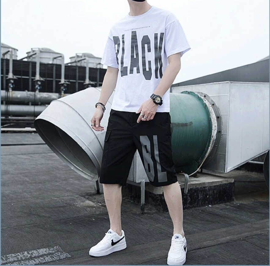 MẶC MÁT- CHẤT ĐẸP Bộ Nam Hè Thể Thao Chất Thun lưới mè in chữ black BỘ QUẦN ÁO THỂ THAO NAM