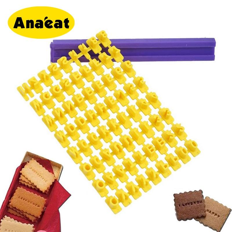 Khuôn cắt bánh quy ANAEAT dạng nhấn bằng nhựa họa tiết chữ và số
