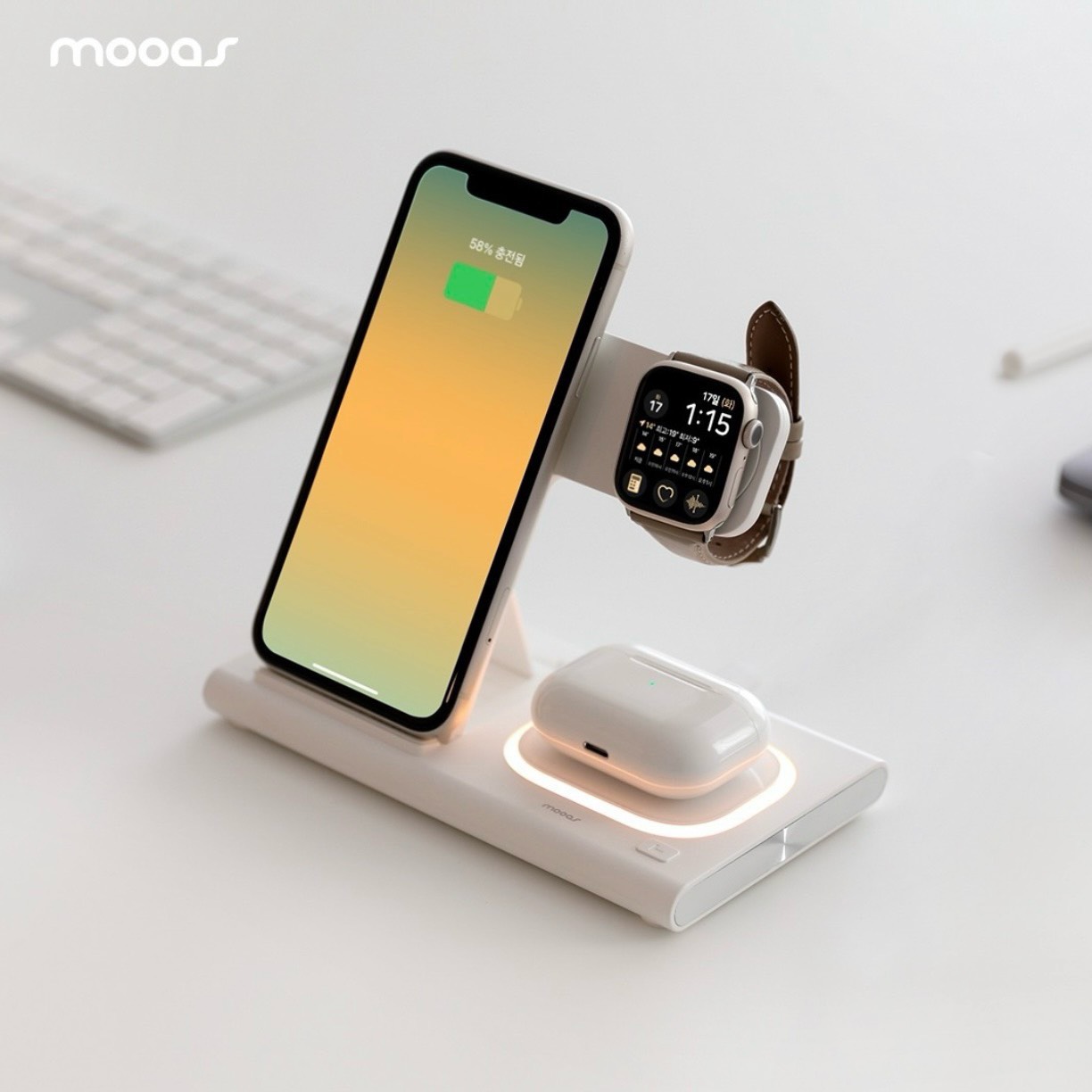 Sạc thông minh MOOAS 3 in 1 Made in Hàn Quốc Hàng chính hãng