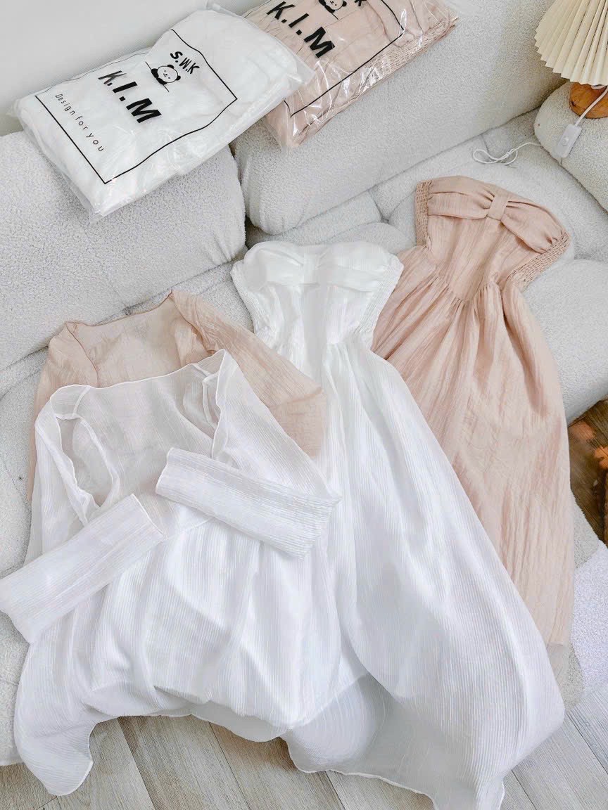 ĐẦM ỐNG DÀI MID ĐI TIỆC ÔM XÒE SUÔNG TRƠN MAXI LƯNG THUN + ÁO KHOÁC LỬNG VOANĐI BIỂN DẠO PHỐ