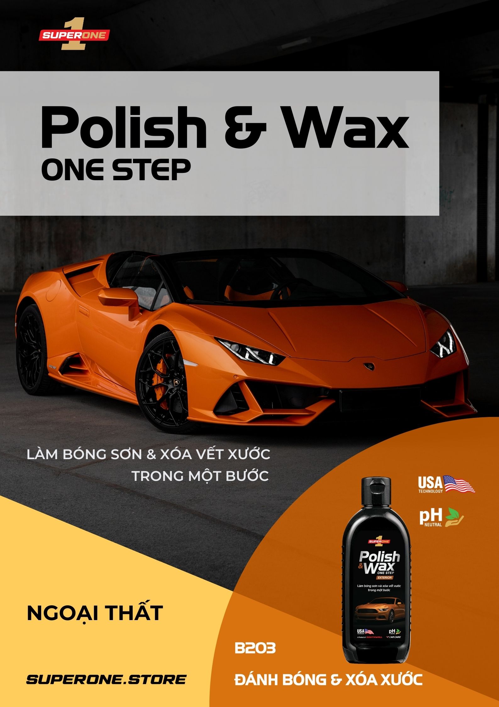 Kem Đánh Bóng và Xóa Vết Xước SUPERONE Polish and Wax One Step - Exterior SOUTHWALL B203