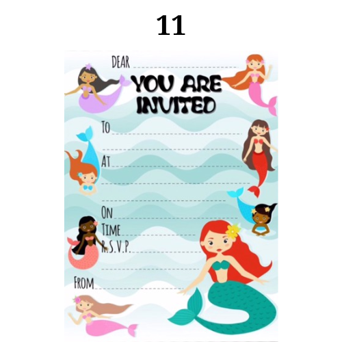 Thiệp mời sinh nhật tiên cá - Mermaid Invitation Card tcl10