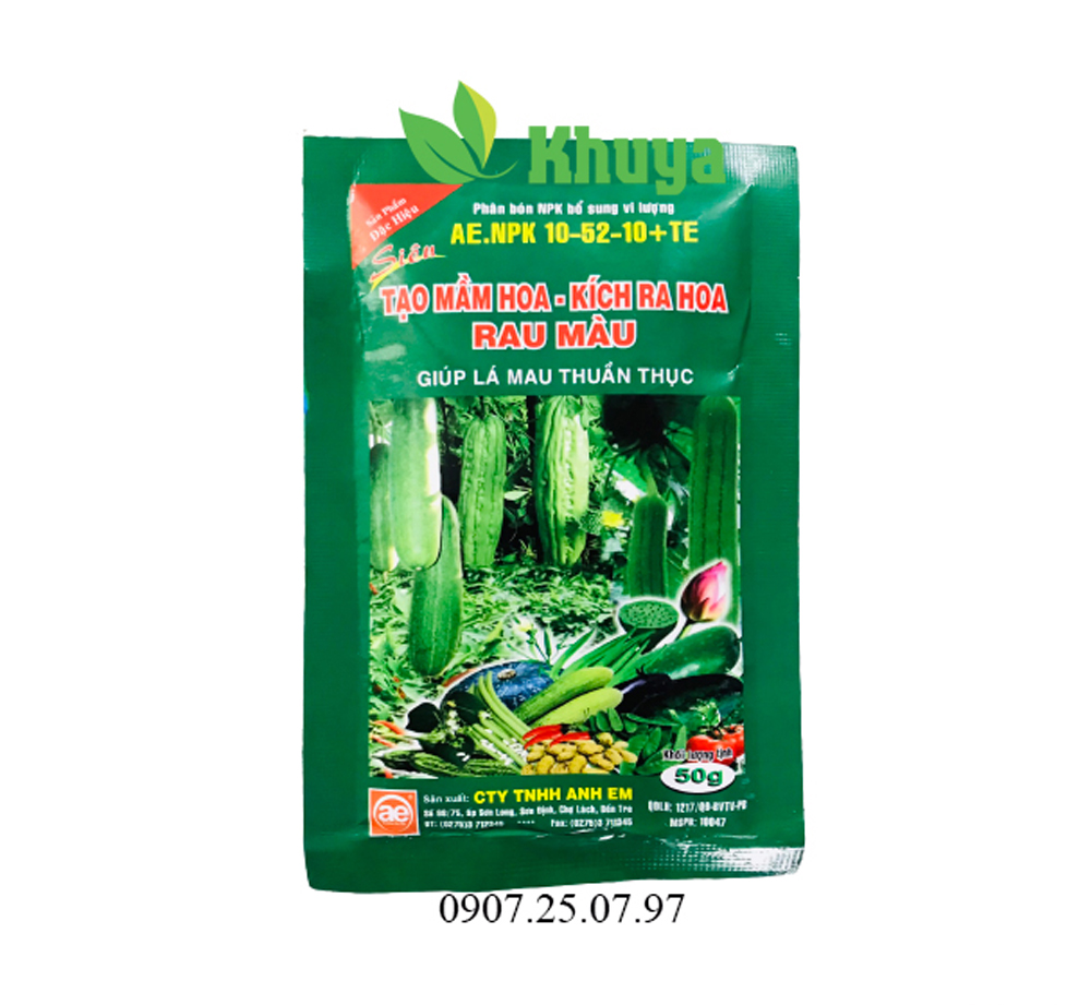 Phân bón AE NPK 10-52-10+TE Siêu Tạo Mầm Hoa - Kích Ra Hoa Rau Màu 50gr