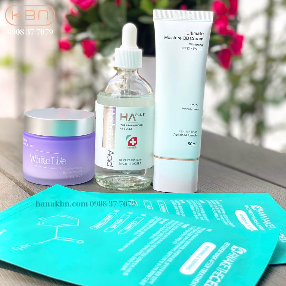 Combo Sản Phẩm Kem Dưỡng White Lie + HA Plus 100ml + Kem Chống Nắng Ultimate Moisture BB Cream + Tặng 2 Mặt Nạ Soothing