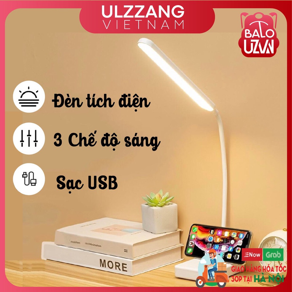 Đèn học để bàn tích điện sáng, đèn led mini đọc sách, làm việc.