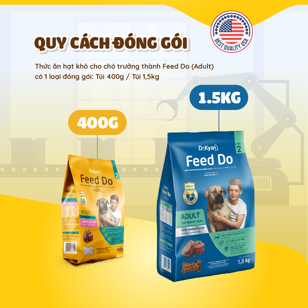 Dr.Kyan - Thức ăn hạt cho chó lớn Feed Do - Adutl 1,5 kg - Vị bò nướng pho mai