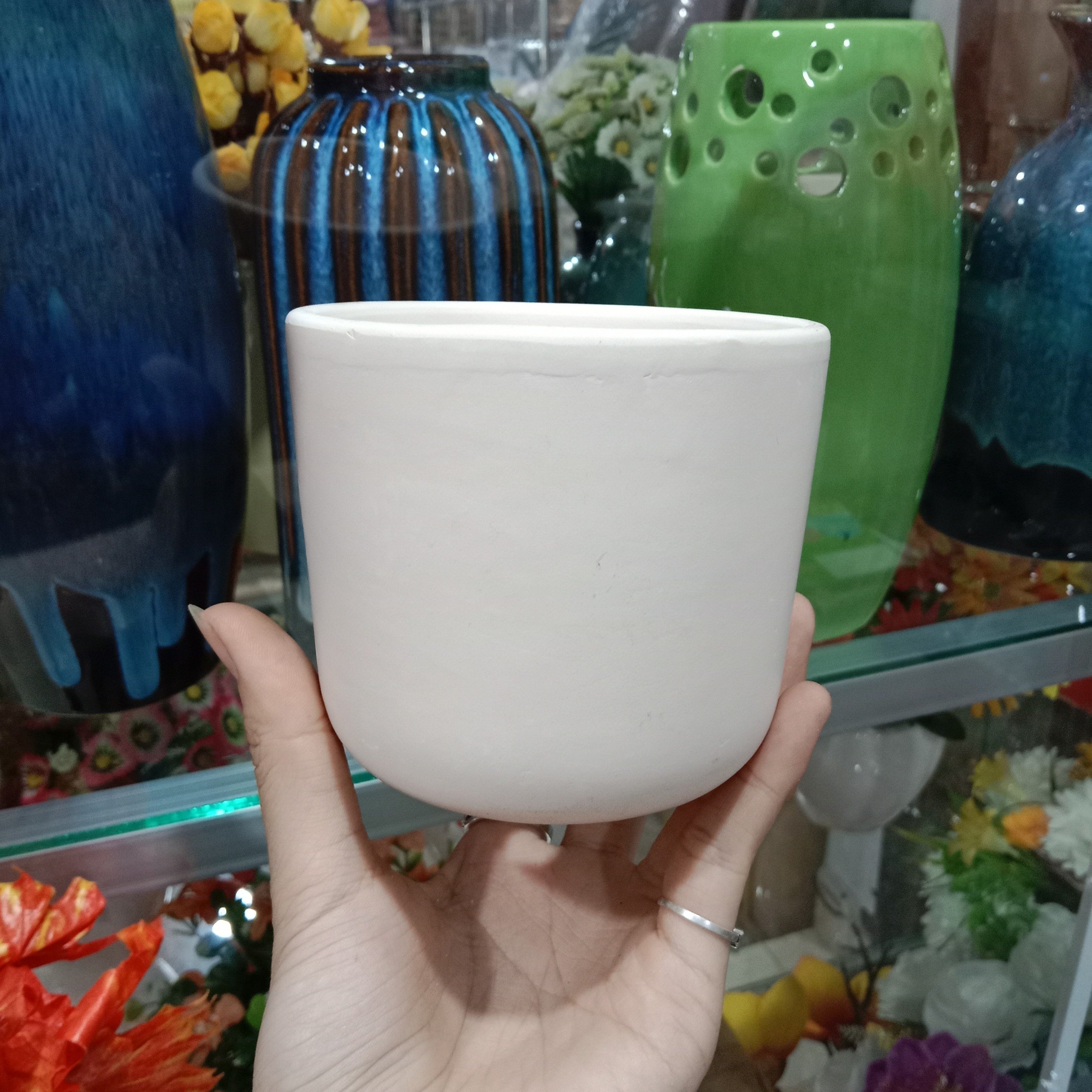 Chậu gốm cắm hoa để bàn