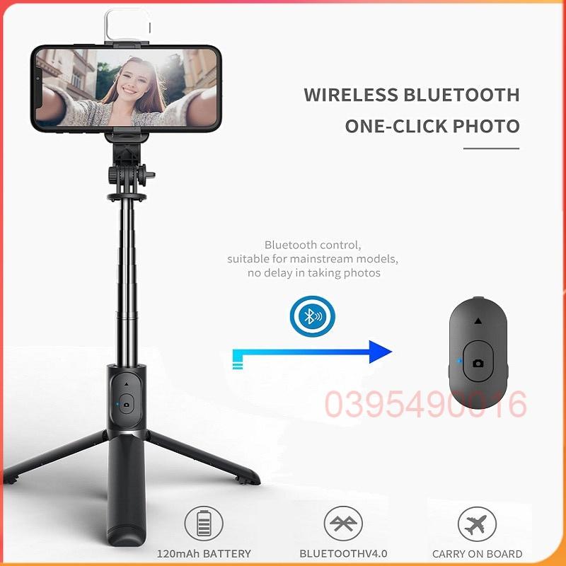 Gậy chụp ảnh tự sướng Selfie Bluetooth Q02S có đèn LED trợ sáng chân đế Tripod