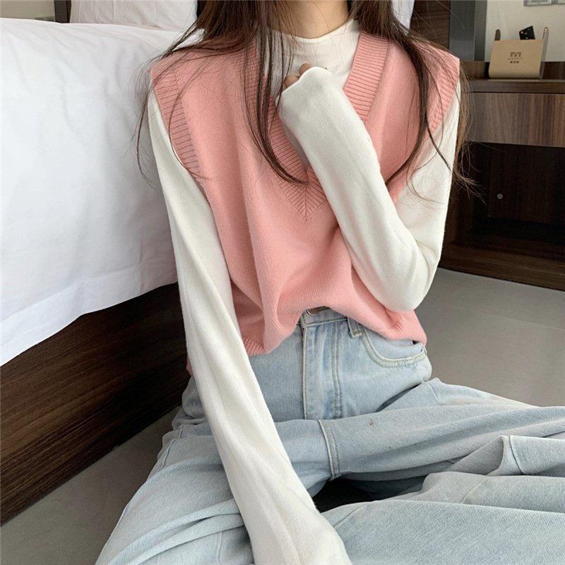 Áo len gile nữ phong cách Hàn Quốc trẻ trung phối đồ dễ thương