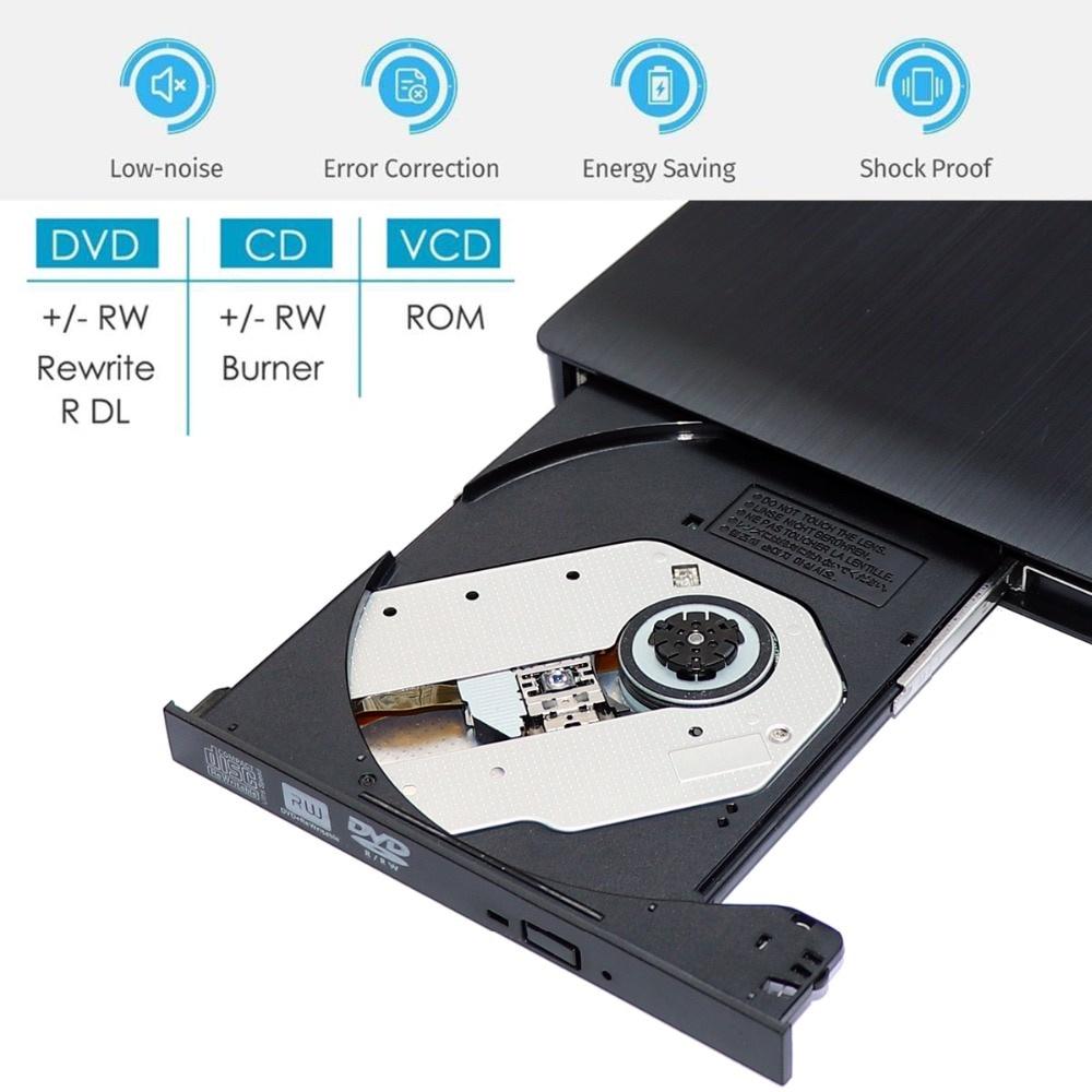 External DVD Drive USB 3.0 Type C cable Portable CD DVD RW Drive Writer Burner Optical Player Compatible For Laptop Desktop iMac