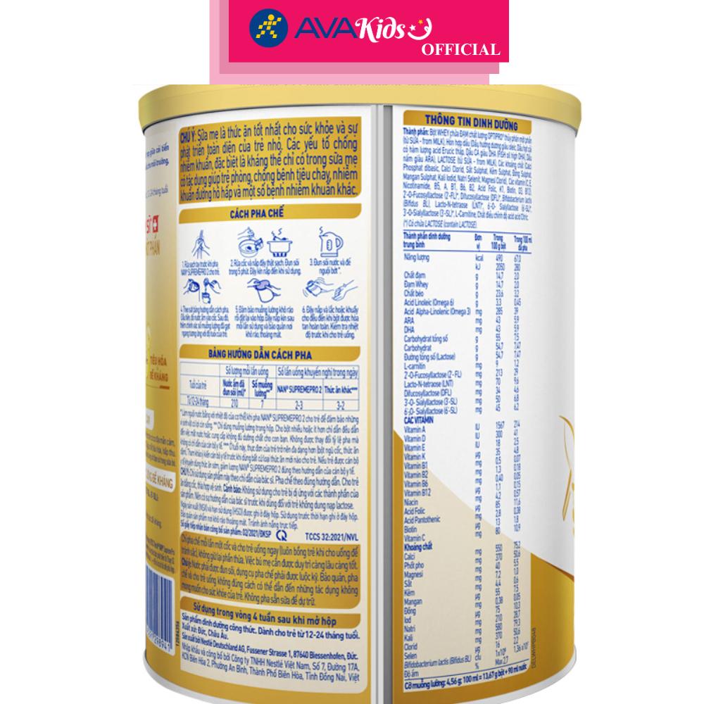 Sữa bột NAN Supremepro số 2 800g (1 - 2 tuổi) hỗ trợ trẻ có cơ địa mẫn cảm - Hàng Chính Hãng