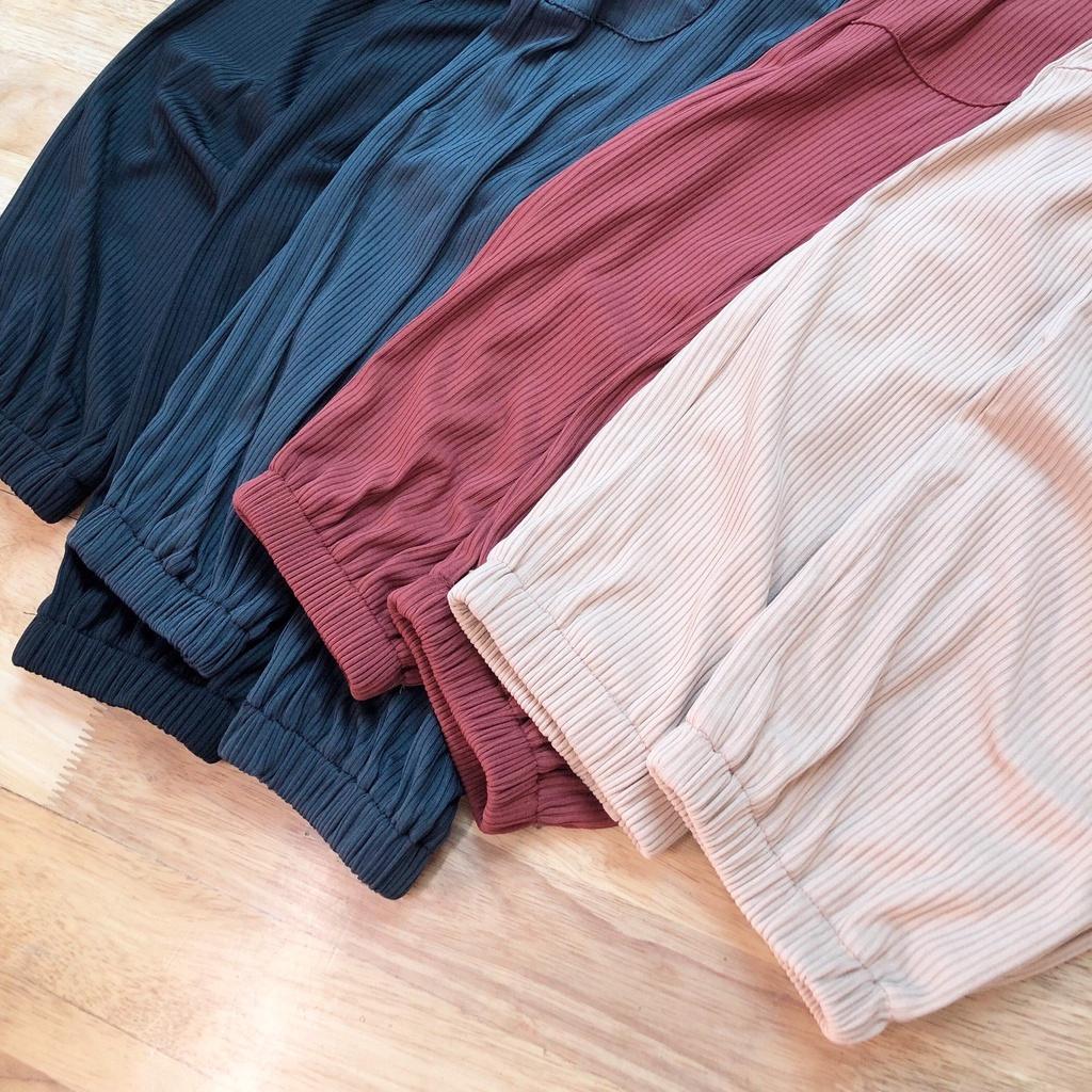 Quần jogger nữ SAYME cạp chun bo gấu chất len tăm mềm mịn ấm áp WCJO0004