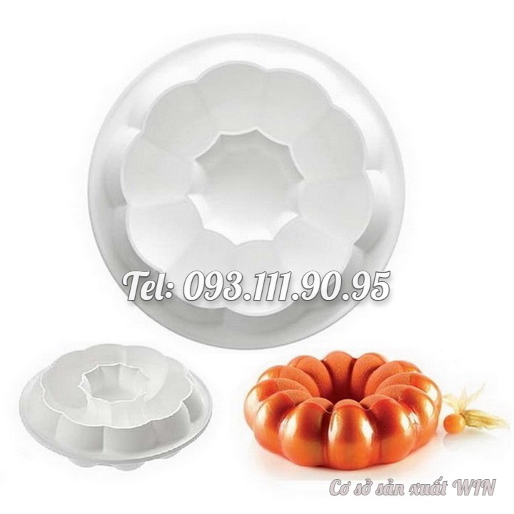 Khuôn silicon làm đế bánh, rau câu tròn hình bí ngô - Loại 21 cm - Mã số 1167