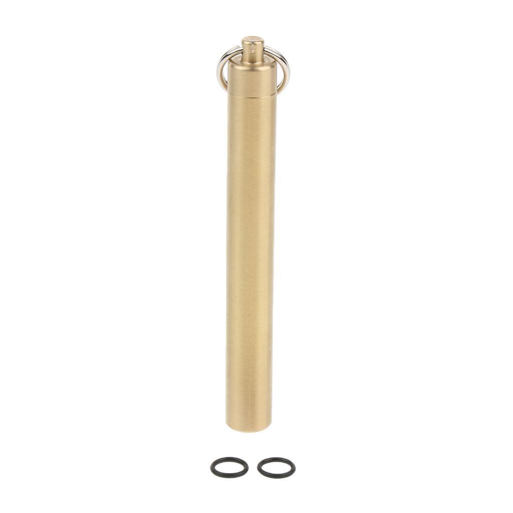 Waterproof Brass Pocket Toothpick Holder Mini Ear Pick Box Keychain Pill Capsule Case