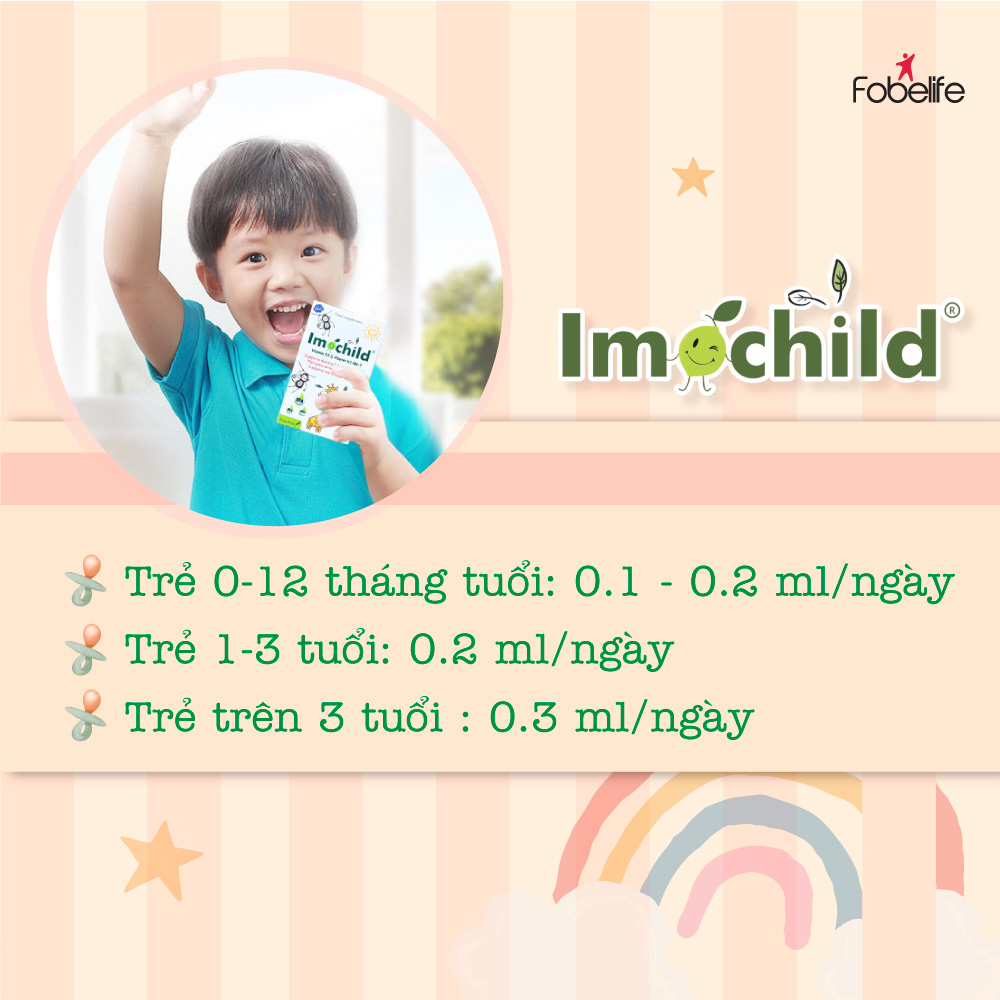 Siro Bổ Sung Vitamin D3K2 Giúp Bé Xương Chắc Khỏe Phát Triển Chiều Cao Imochild D3K2 - Lọ 20ml