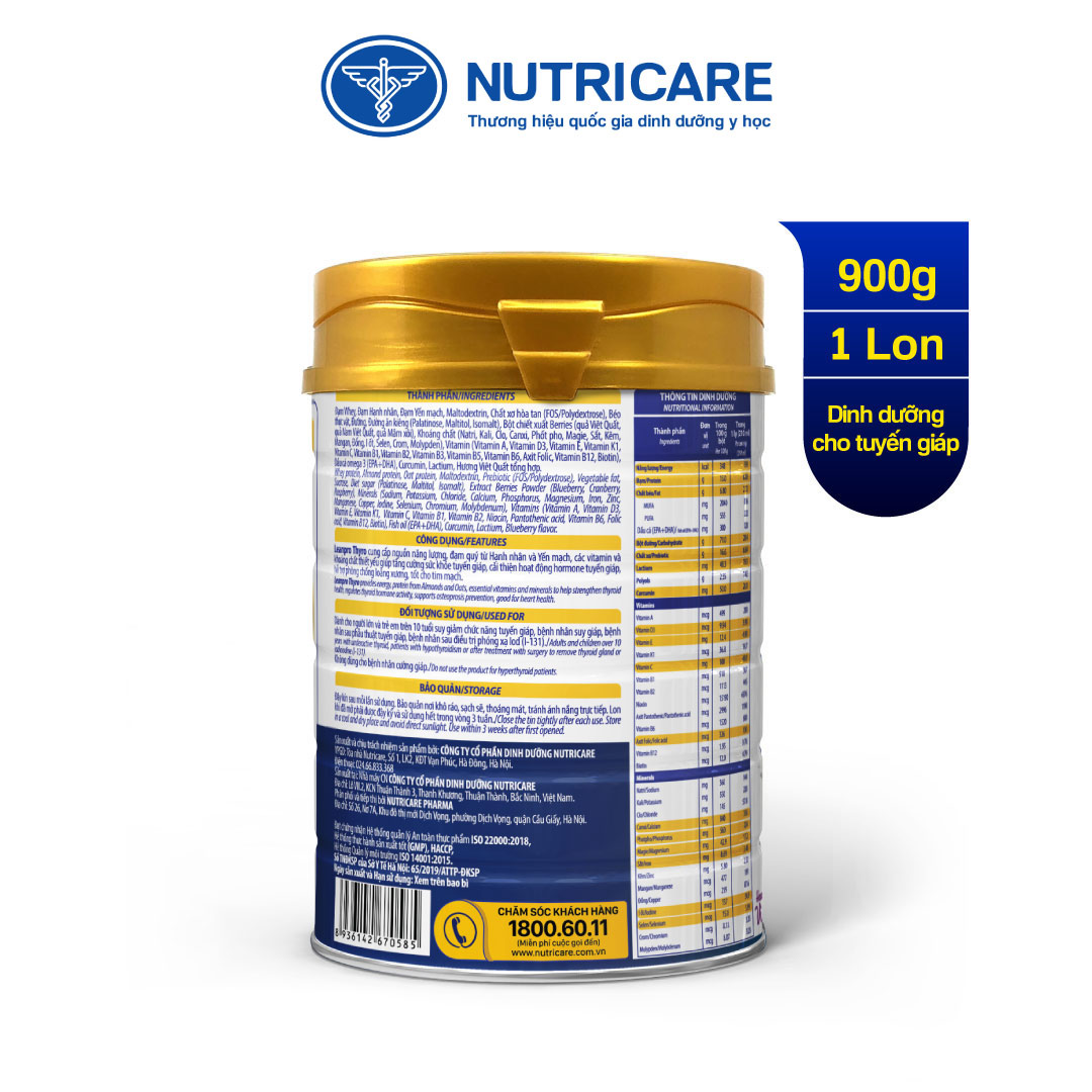 01 lon sữa Leanpro Thyro 900g - Dinh dưỡng cho người bệnh tuyến giáp, suy giáp