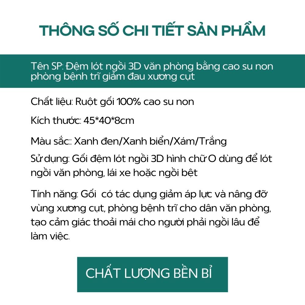 Gối Lót Ngồi Y Tế Hình Chữ O Bằng Cao Su Non Phòng Bệnh Trĩ Giảm Đau Xương Cụt