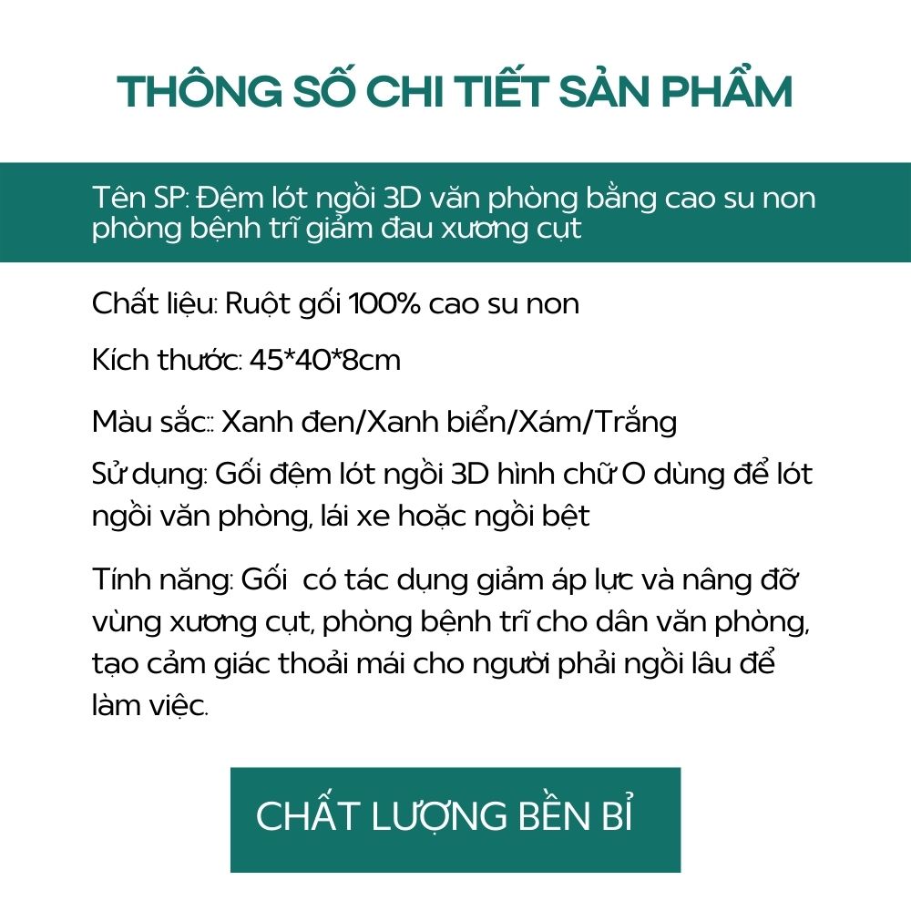 Gối Lót Ngồi Y Tế Hình Chữ O Bằng Cao Su Non Phòng Bệnh Trĩ Giảm Đau Xương Cụt 