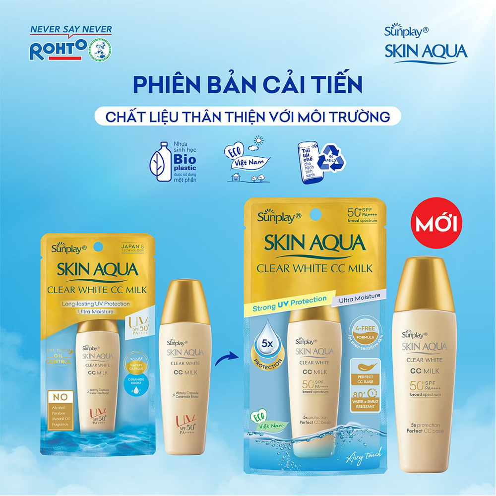 Sữa Chống Nắng Dưỡng Da &amp; Trang Điểm Nhẹ Sunplay Skin Aqua Clear White CC Milk SPF50 25g